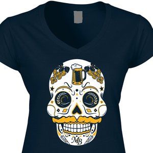 Milwaukee Brewers inspired Sugar Skull - Womens V
